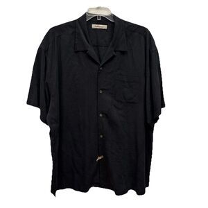 Tommy Bahama Camp Silk Men Shirt Short Sleeve Button Pocket 30X35” 3XL Black